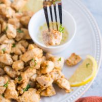 Lemon Garlic Chicken Bites - an easy high-protein appetizer or main dish! Serve it up with sides for a complete meal.