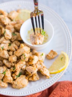 Lemon Garlic Chicken Bites - an easy high-protein appetizer or main dish! Serve it up with sides for a complete meal.