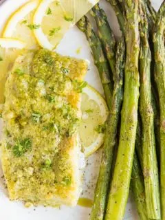 Pesto Baked Cod with Asparagus - a clean and easy dinner recipe that is low-carb and keto
