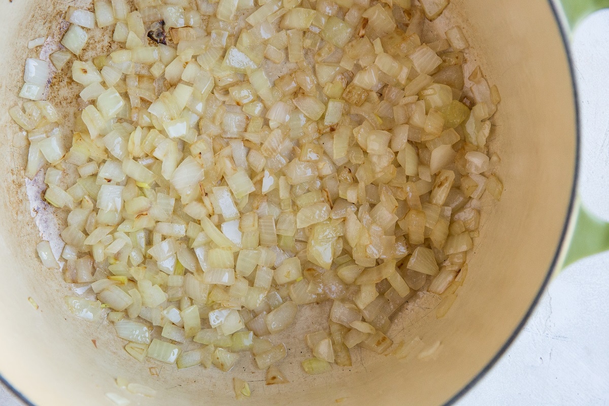 Cook the onion in a large pot