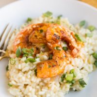 Creamy Risotto with Seared Shrimp - an easy yet fancy dinner recipe, perfect for date night!