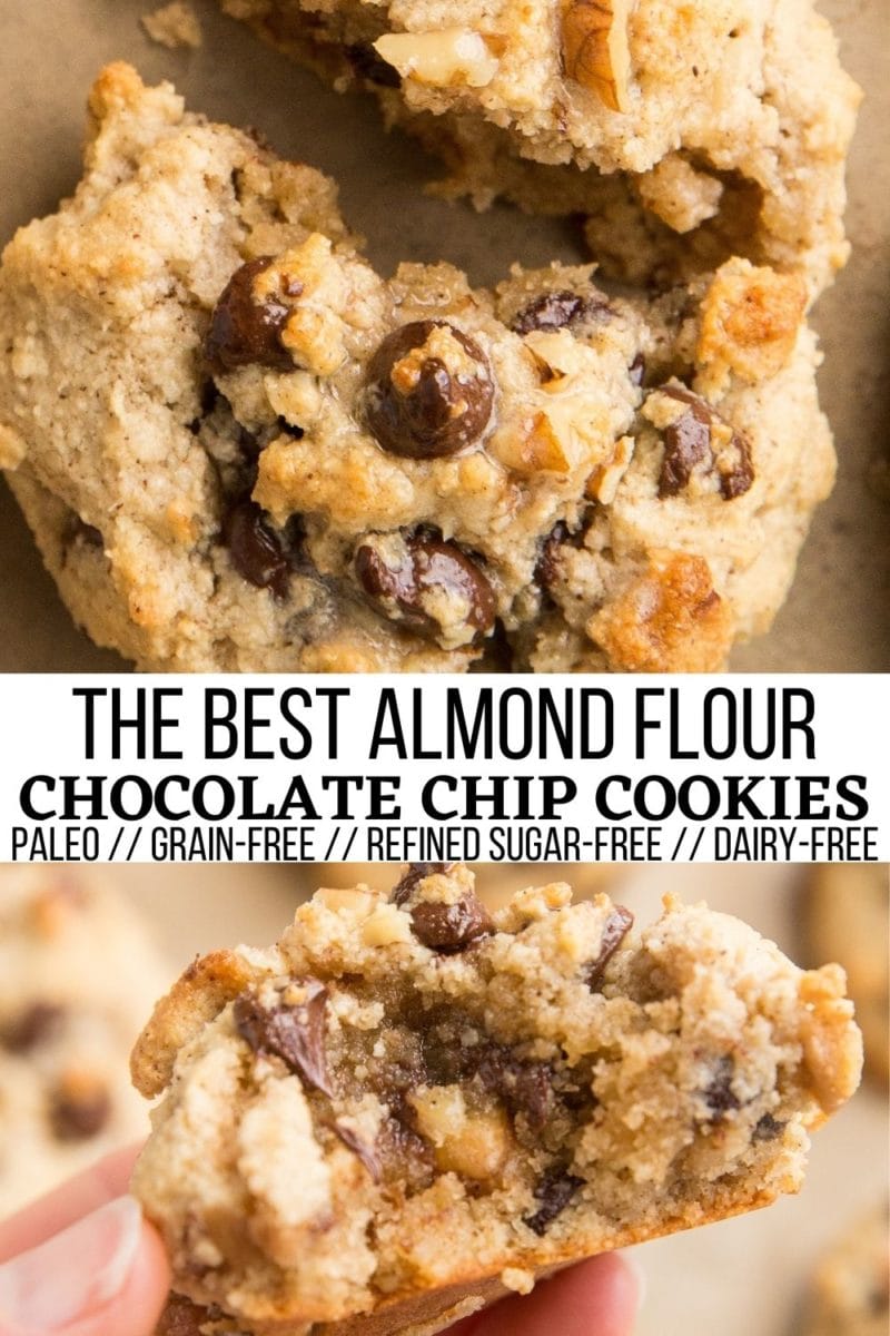 Collage for pinterest for Almond Flour Chocolate Chip Cookies