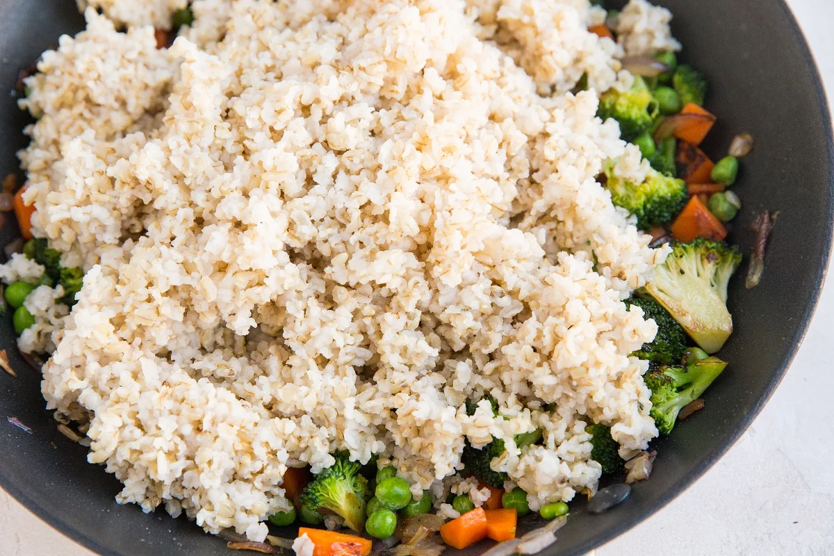 Stir in the cooked brown rice