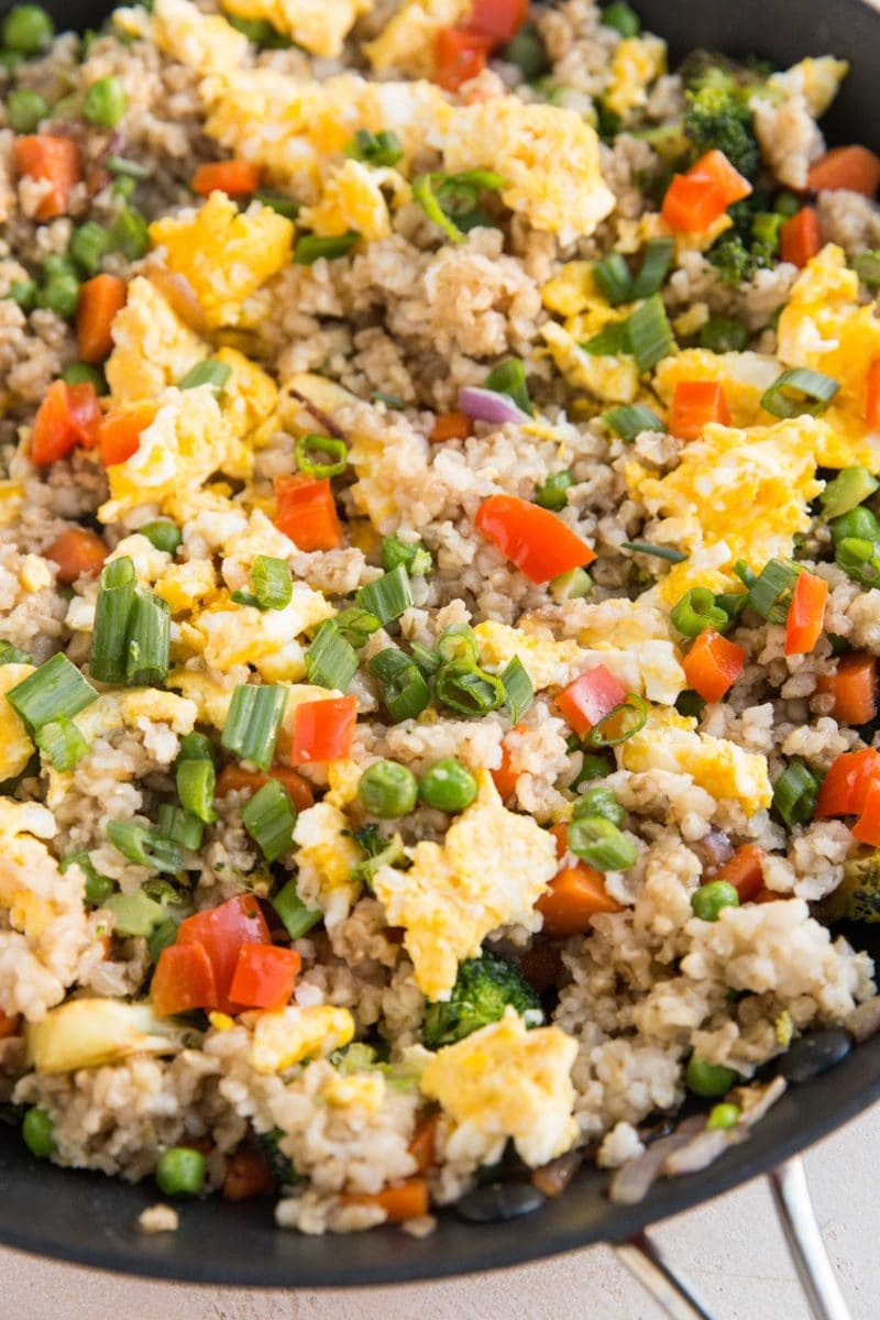 Healthy Vegetable Fried Rice in a skillet