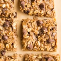 Healthy breakfast bars on a sheet of parchment paper