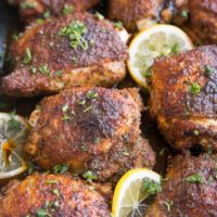 Blackened chicken in a casserole dish