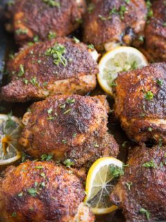 Blackened chicken in a casserole dish