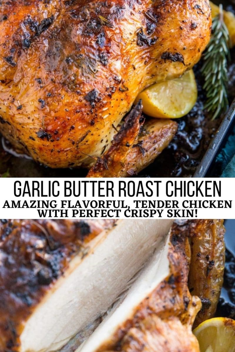 Garlic Herb roast chicken collage for pinterest