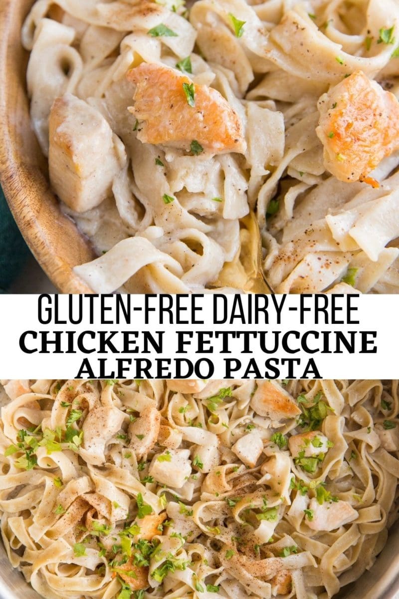 Healthy chicken fettuccine alfredo collage for pinterest