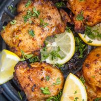 Air fryer boneless chicken thighs in an air fryer