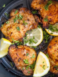 Air fryer boneless chicken thighs in an air fryer