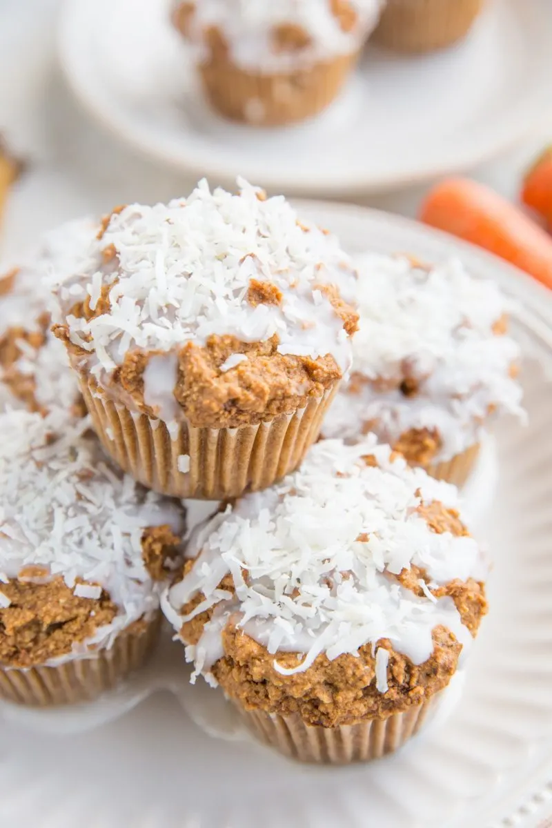 Plate of low-carb carrot cake muffins