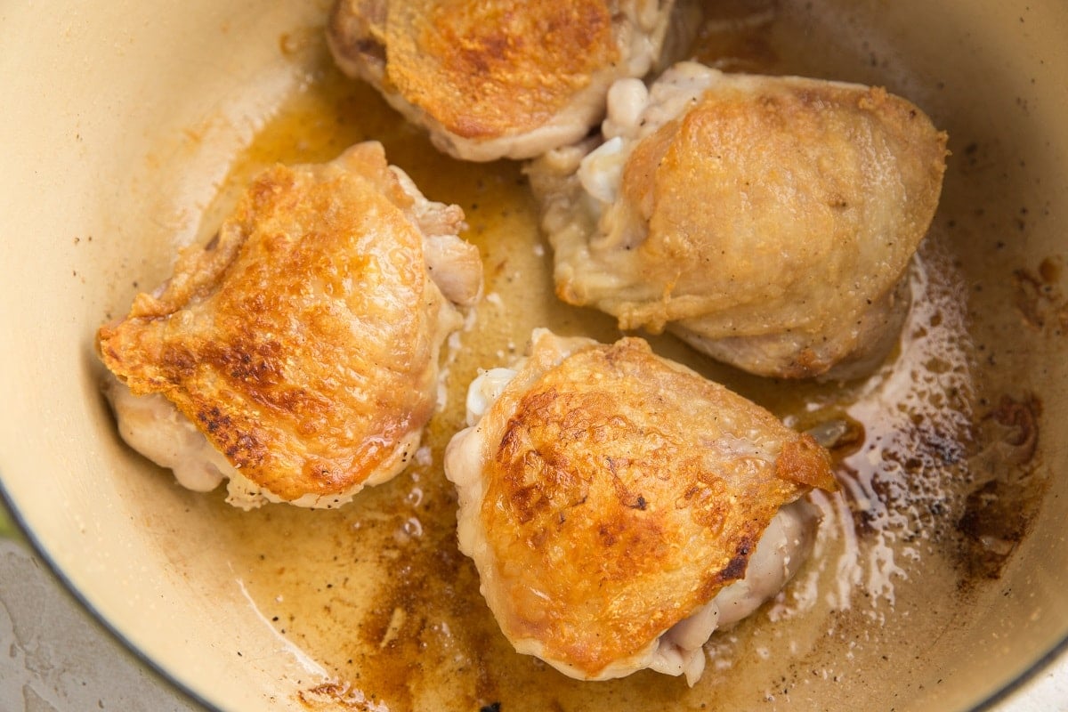 Sear the chicken in a dutch oven
