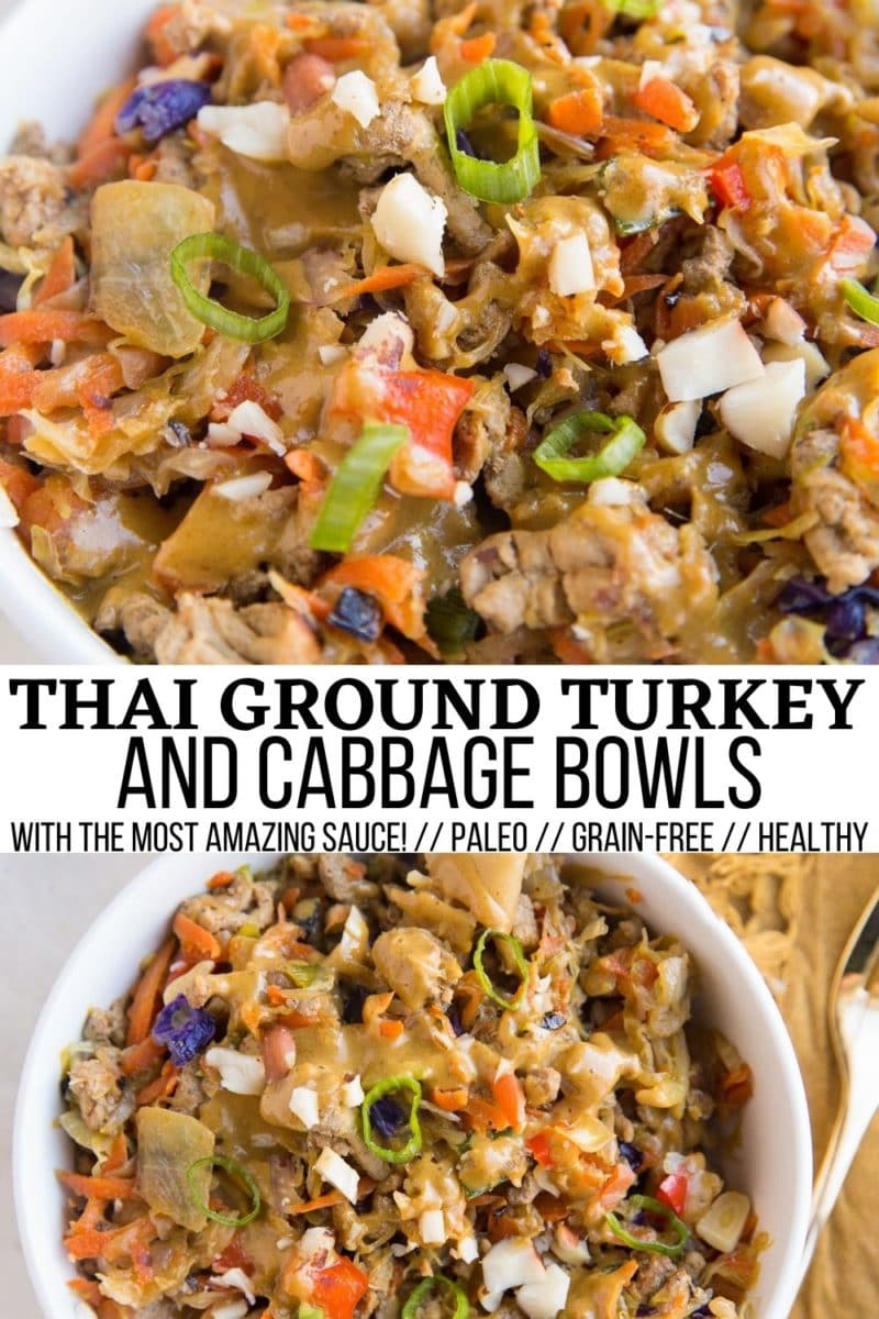 Thai ground turkey bowls collage for pinterest