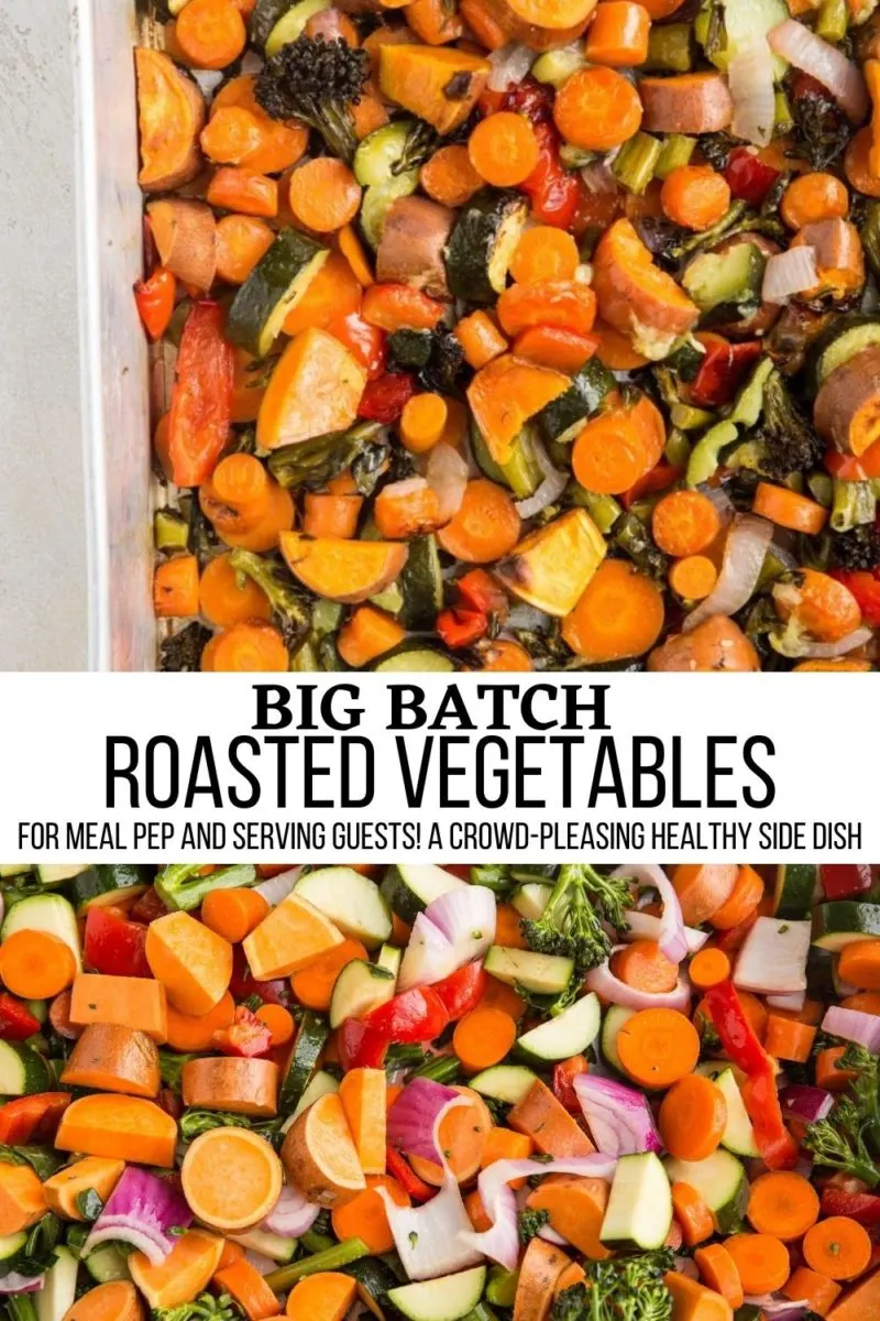 Big batch roasted vegetables collage