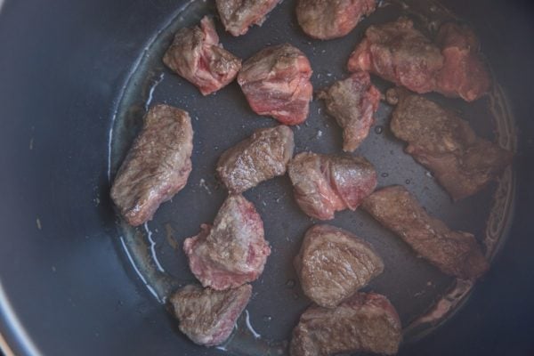 Beef searing inside of an Instant Pot