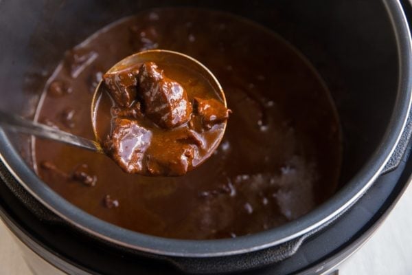 Finished chile colorado in an Instant Pot