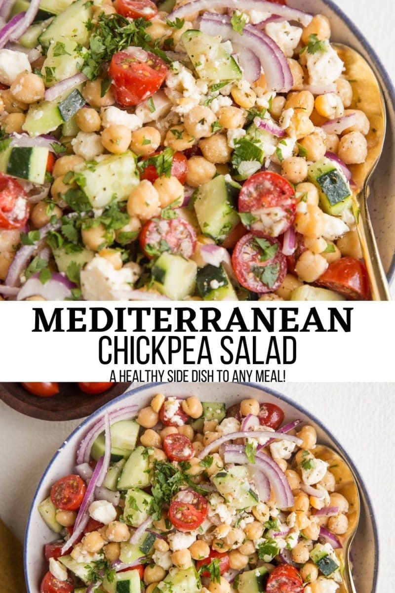 Mediterranean chickpea salad collage
