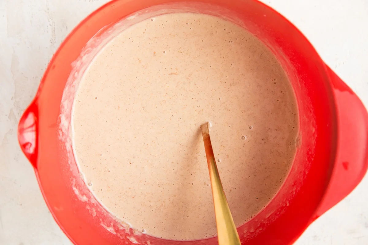 Wet ingredients for the baked oats in a large bowl