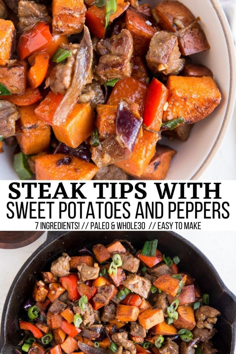 Steak Tips Recipe pinterest collage