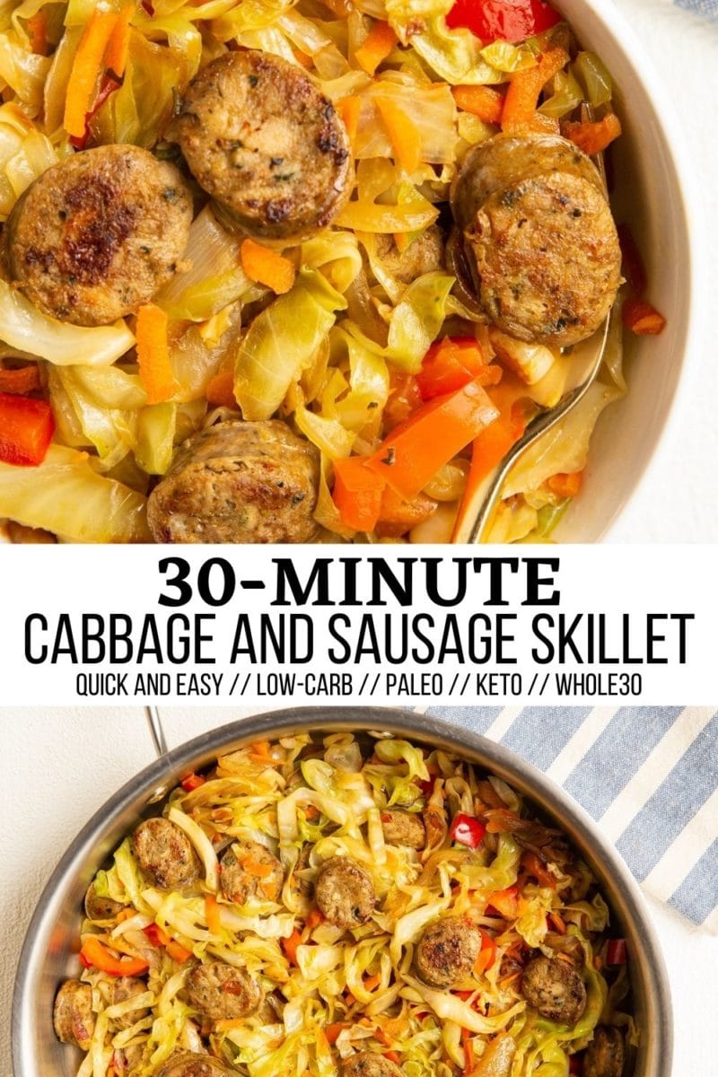 collage for sausage and cabbage