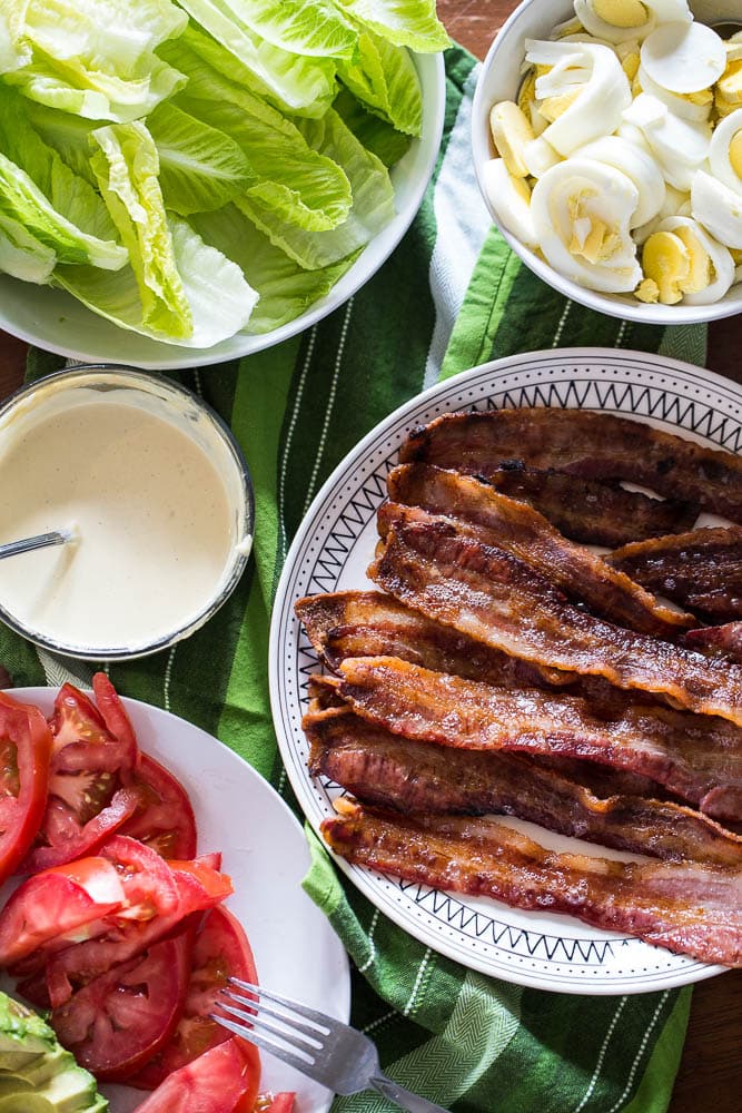 Bacon lettuce wraps with creamy mustard dressing