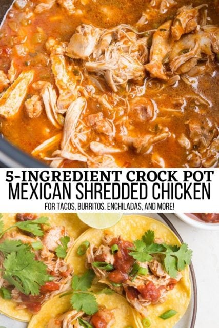 5-Ingredient Crock Pot Mexican Shredded Chicken - The Roasted Root