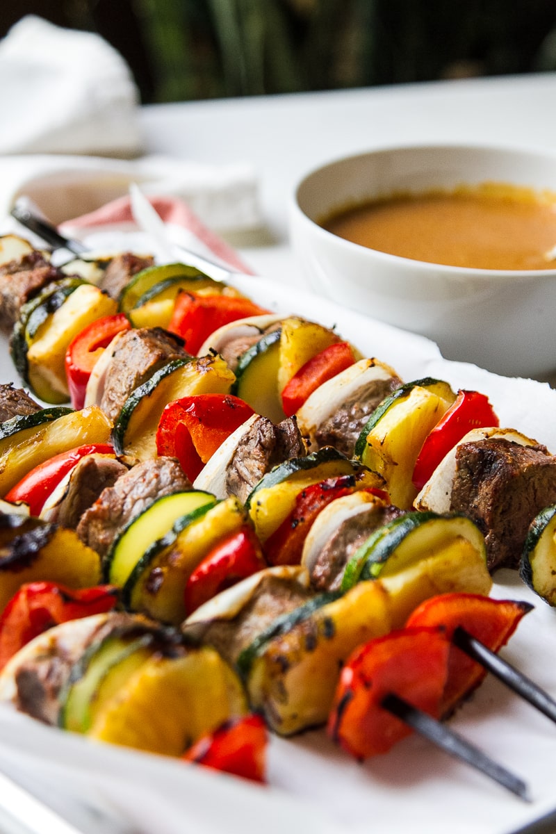 Thai Steak Kebabs on a plate