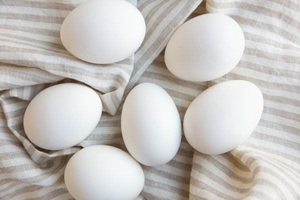 Hard boiled eggs on a towel