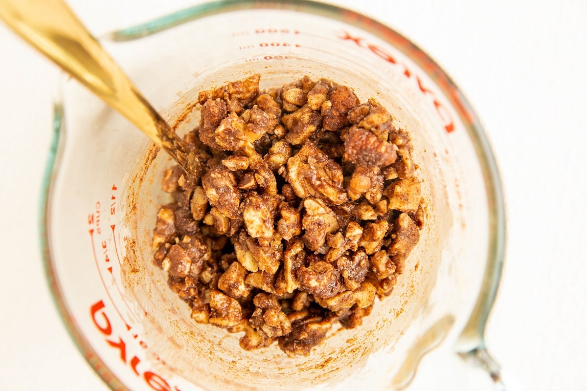 ingredients for streusel topping in a measuring cup
