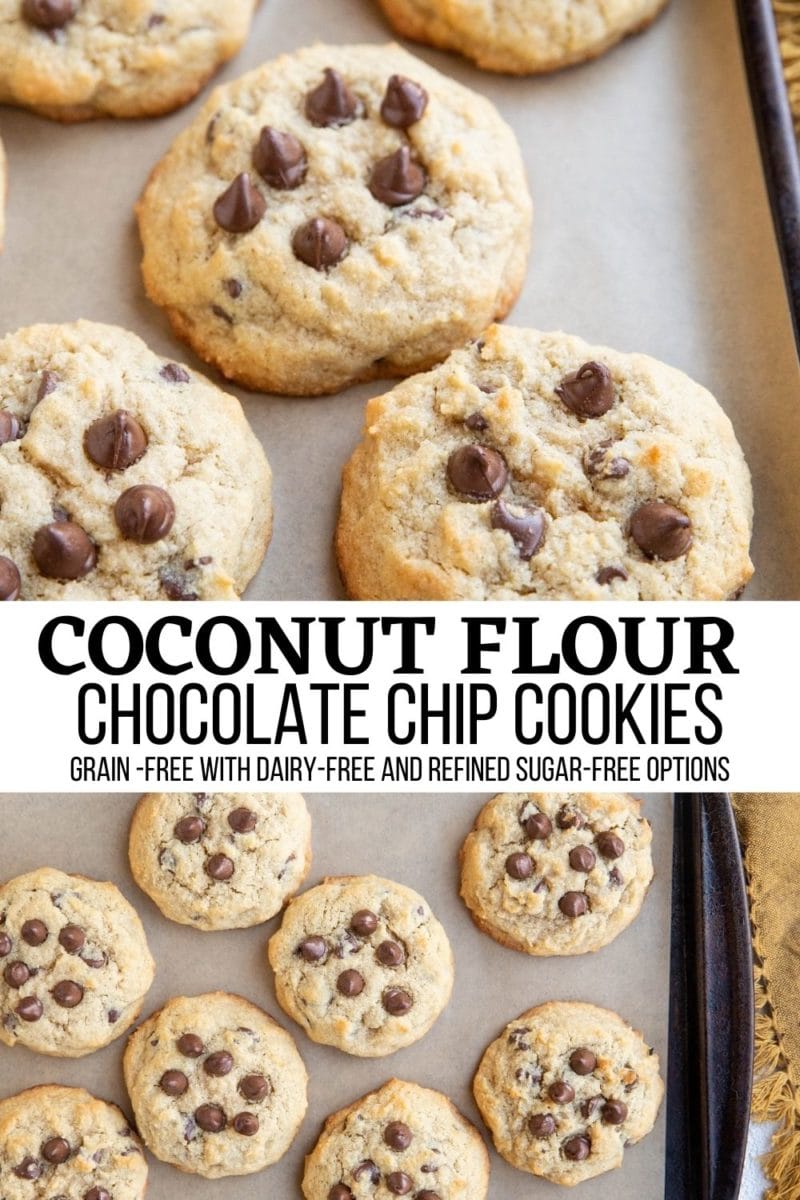 Collage for coconut flour chocolate chip cookies