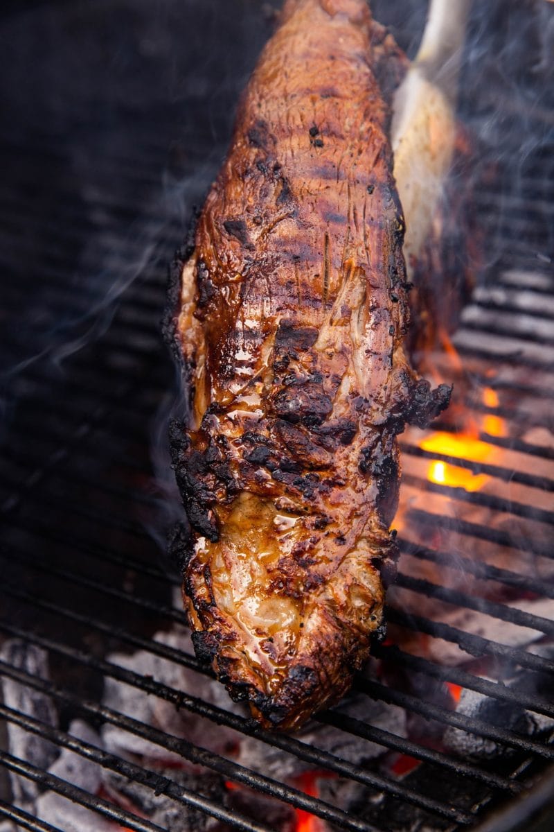 Searing the edges of the tri tip so that the whole roast is crispy