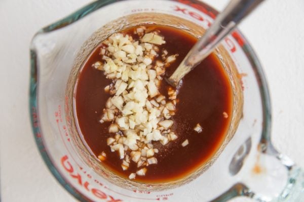 Sauce ingredients in a measuring cup