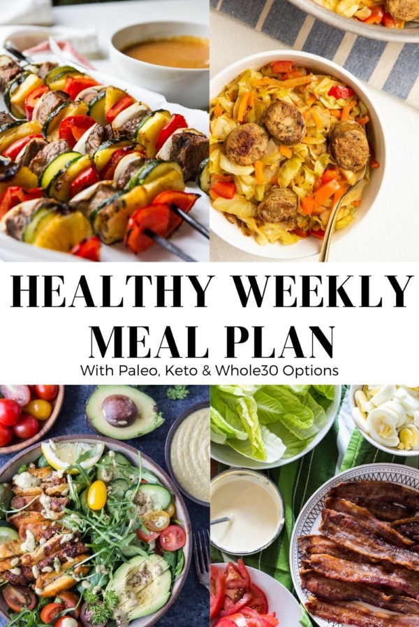 Healthy meal plan collage