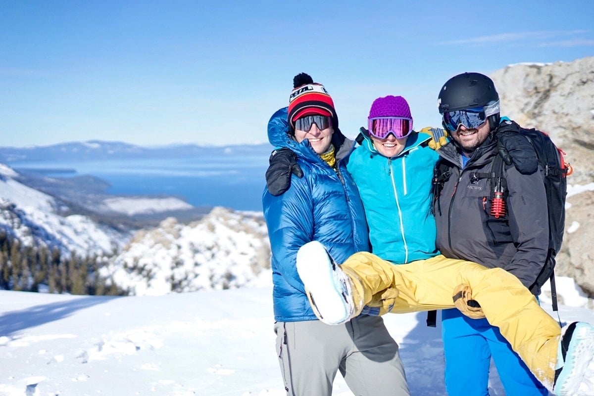 Julia Mueller backcountry snowboarding in Lake Tahoe