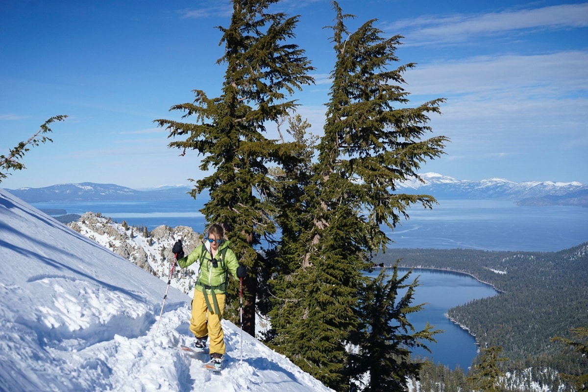 Julia Mueller backcountry skiing in Tahoe