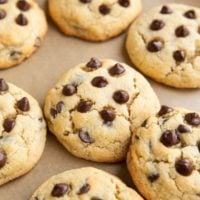 Cookie sheet of chocolate chip cookies