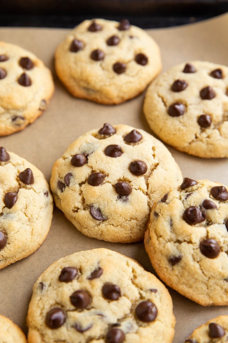 Cookie sheet of chocolate chip cookies