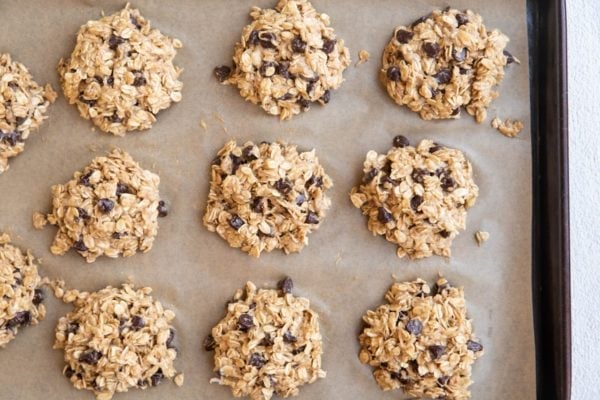 No-bake cookie dough on a cookie tray