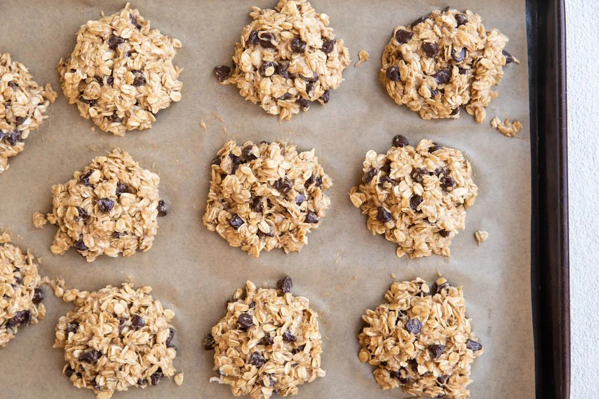 No-bake cookie dough on a cookie tray