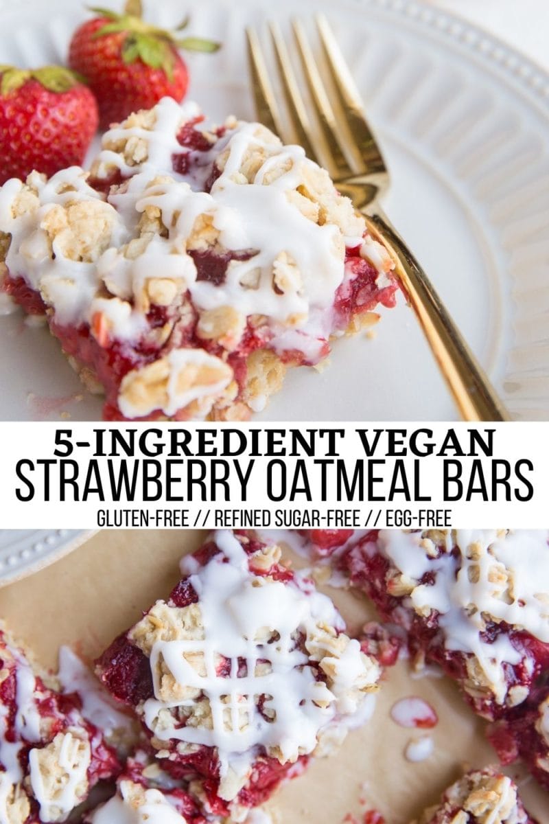 collage for vegan strawberry oatmeal bars