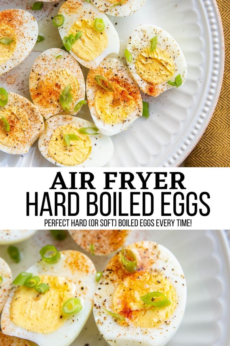 collage for air fryer hard boiled eggs