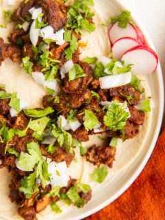 Plate of al pastor tacos