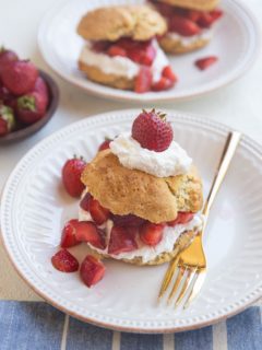 Two plates of strawberry shortcake