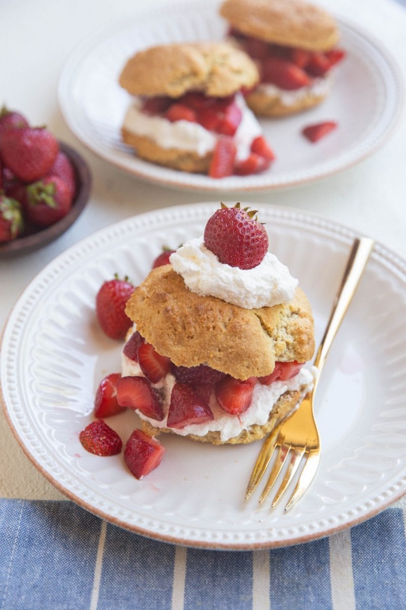 Two plates of strawberry shortcake