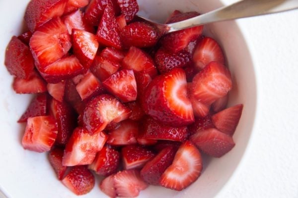 strawberries in a bowl for strawberry shortcake