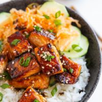 Crispy sesame salmon bowls