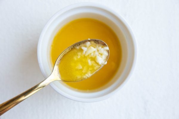 melted butter and garlic in a small bowl