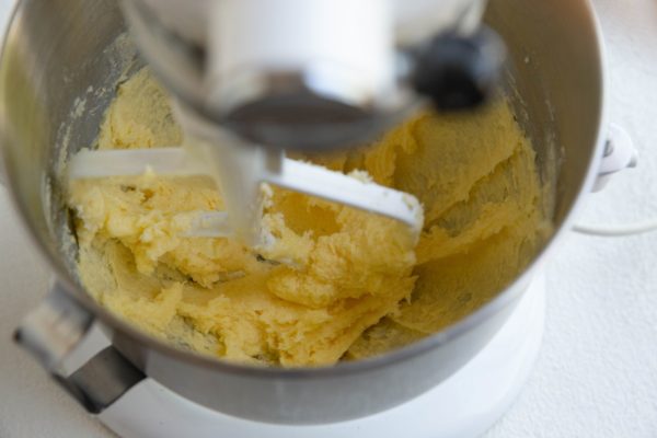 butter and sugar in a mixing bowl