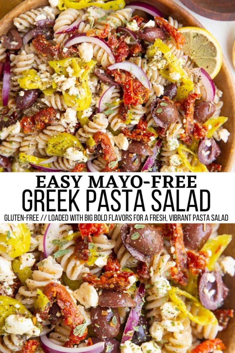 collage for Greek pasta salad